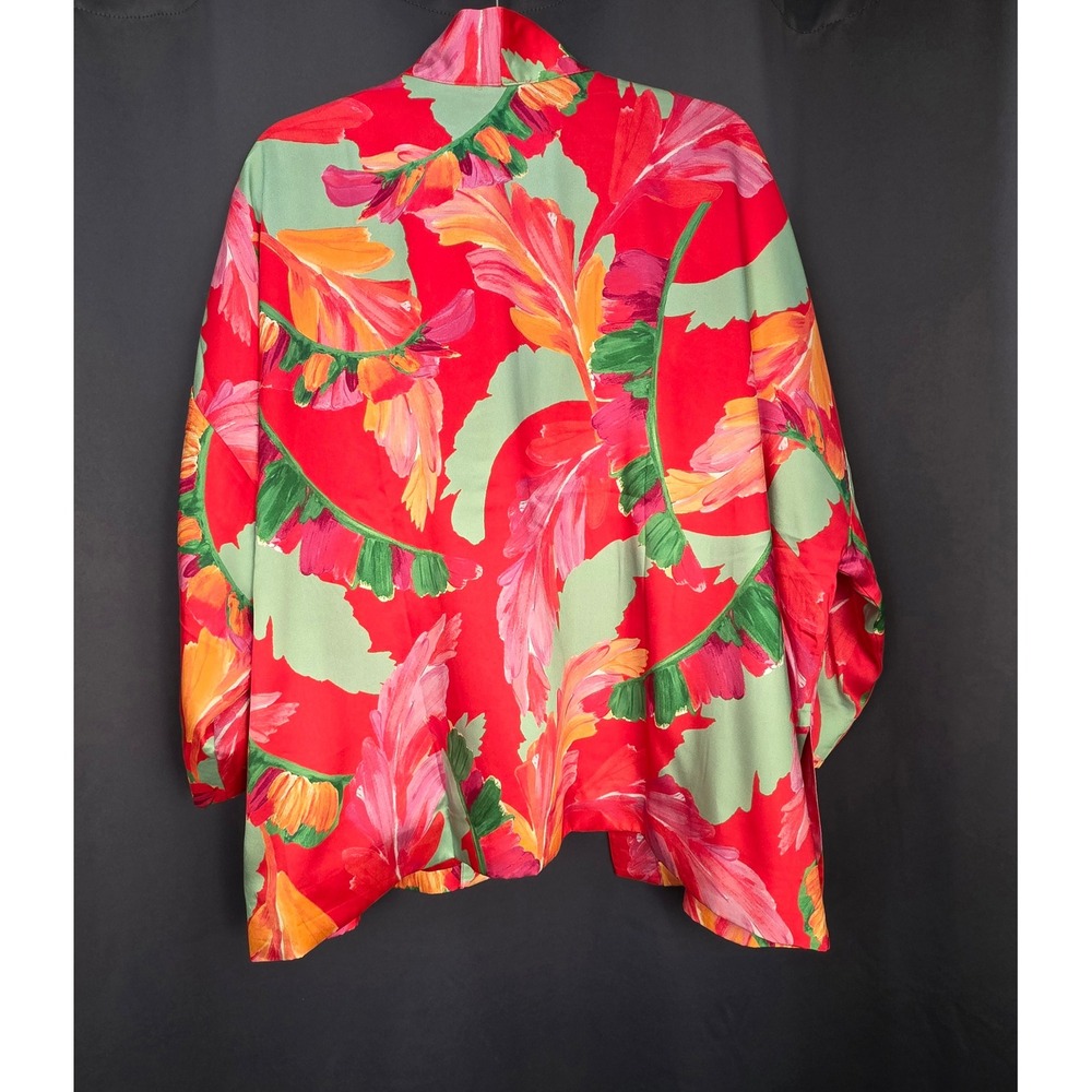 Chicos Tropical Floral Kimono Jacket Open Front L/XL Lined 3/4 Sleeve - Picture 2 of 7